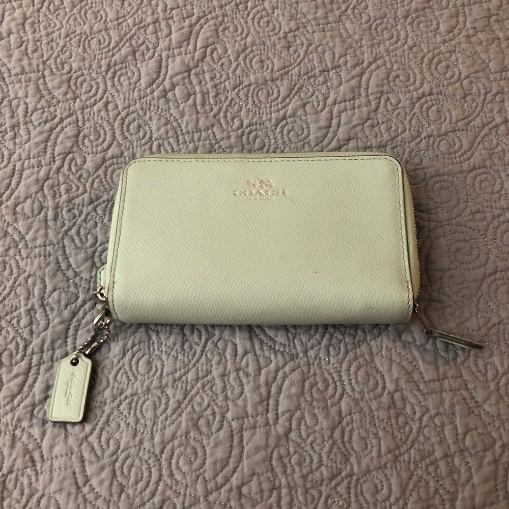 Coach Mint Green Leather Wallet Wristlet